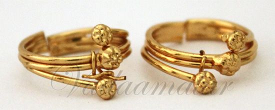 Micro Gold coated Bichiya Metti Indian Style Toe Ring Feet Leg Jewelry
