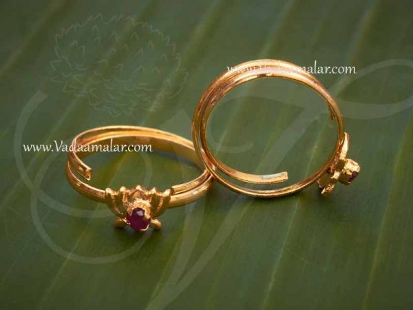 Bichiya Metti Lotus Design Toe Ring Micro Gold plated Jewellry Buy Now 2 pieces