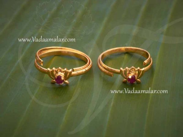 Bichiya Metti Lotus Design Toe Ring Micro Gold plated Jewellry Buy Now 2 pieces