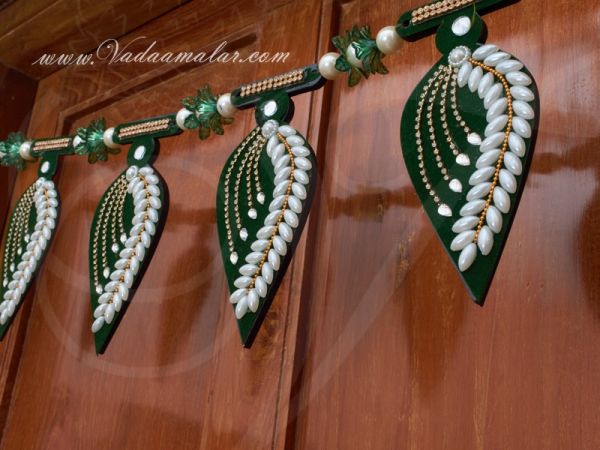 Fiber Mango Leaf Design with Deities India Toran Doorway Decorative Hanging 