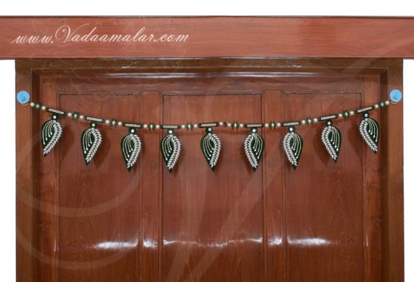 Fiber Mango Leaf Design with Deities India Toran Doorway Decorative Hanging 