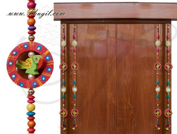 Wooden Parrot India Toran Doorway Beads Decorative Hanging 	