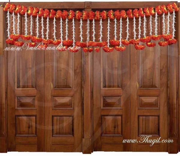 Red Sampangi Tuberose Flowers Door Hanging Backdrop Artificial Decorations