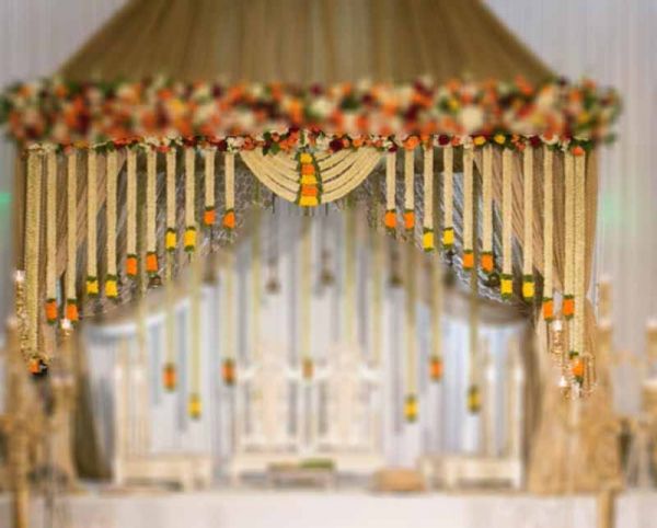 Jasmine Flower Design Wedding Stage Decoration Mandap Indian Style Hanging