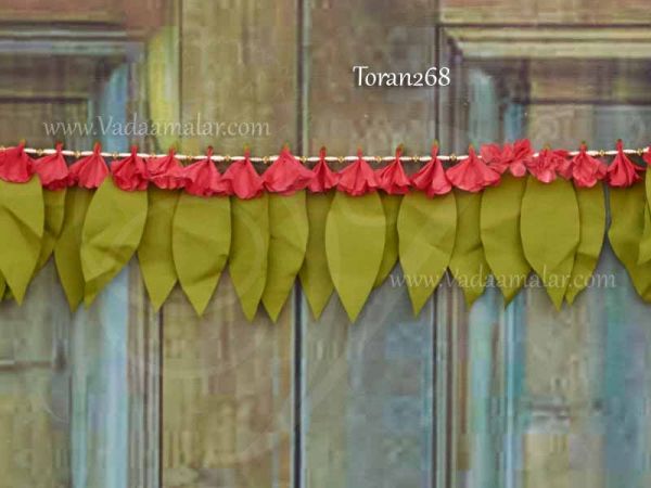  Mango Leaf Design Cloth Toran Tapestry Doorway Decorative Hanging - 37 inches