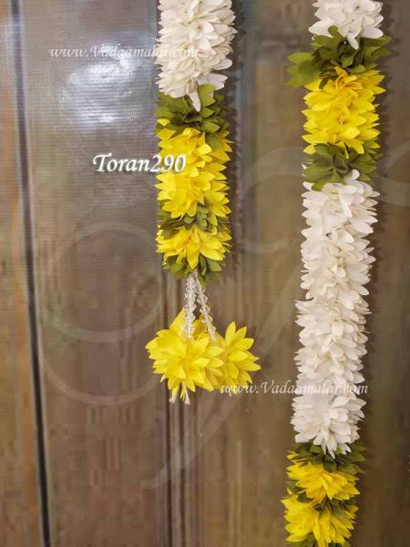 Mehendi Haldi Function BackDrops Yellow Flower Hangings Festival Decor