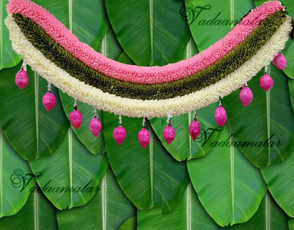U shapped Floral Decoration Thoranam Hanging Flowers 74 inches