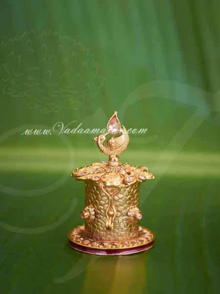 Gold Plated Kundan Stone Classic Sindoor Box Kumkum Holder Shop Now