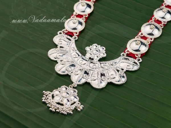 White metal long necklace jewellery India Odissi Tribal Dance Ornaments