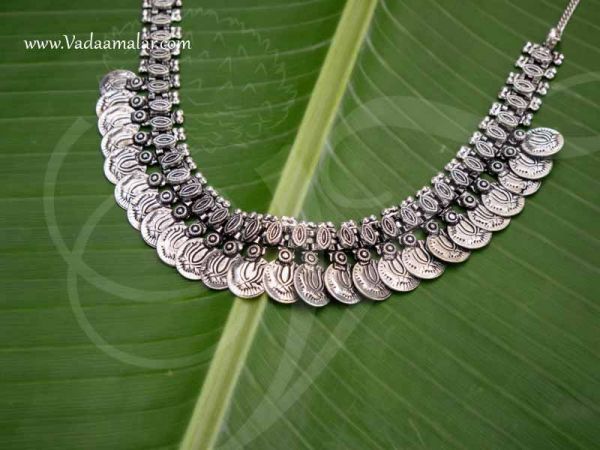  White Metal Necklace Lotus Design For Women Buy Now