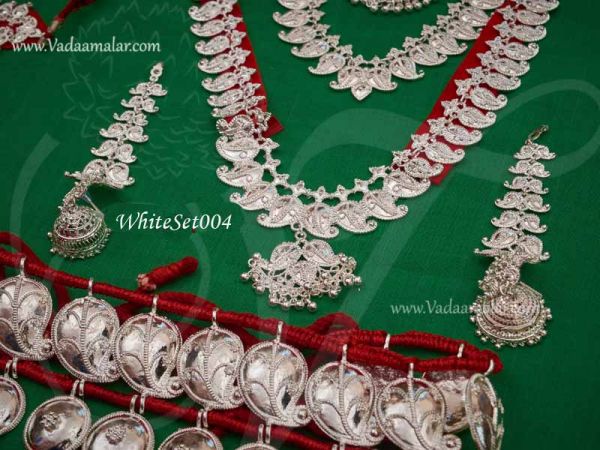 Odissi Dance White Metal Full Set Indian Jewellery 