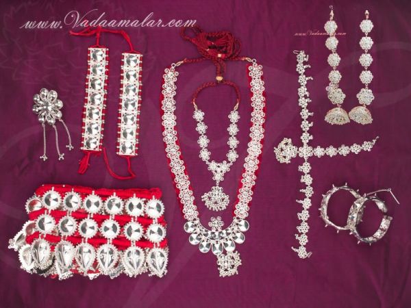 Odissi dance white metal full set Indian Jewelry Buy now