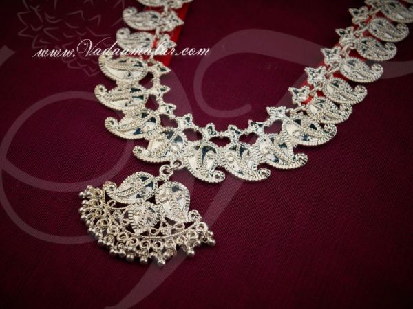 White metal long necklace jewellery India Odissi Tribal Dance Ornaments