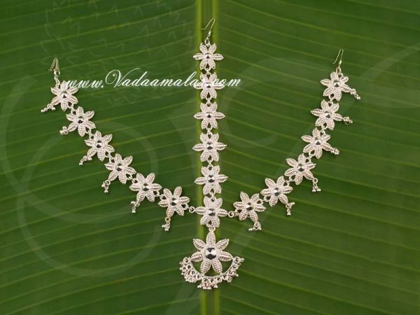 White metal Chutti Tikka HeadSet jewellery India Odissi Tribal Dance Jewellery