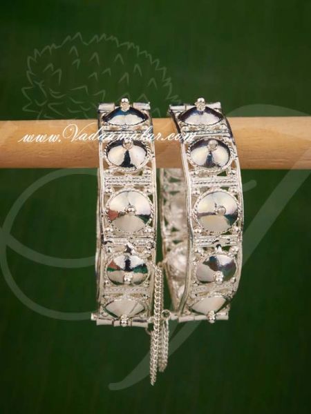 Imitation Silver Kada Bangle Indian Bracelet - 2 Piece