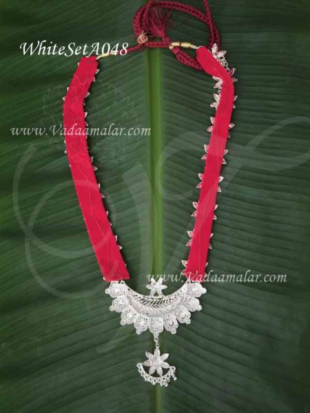 White metal necklace jewellery India Odissi Tribal Dance Ornaments 13.5 inches