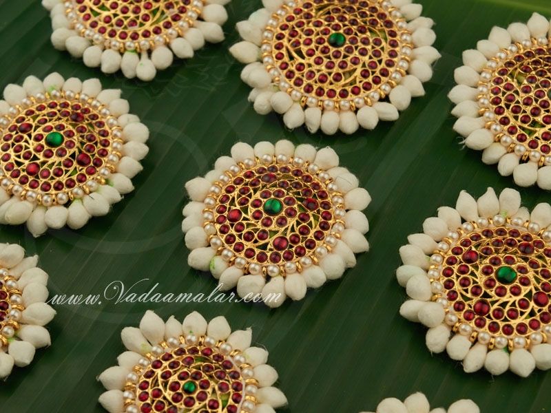 Red and Green Kemp Stones Hair Jadai Billai Braid Indian Jewelry Bridal  Ornaments