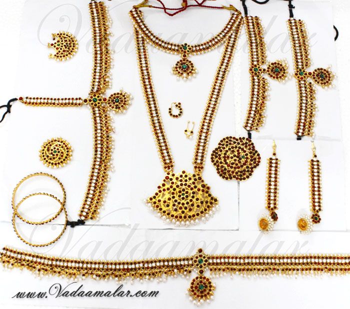 wedding jewelry Kemp stone and pearl necklace set jewelry for brides golden temple jewelry necklace set