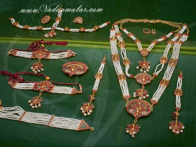 Buy Peacock Necklace Set Online In Singapore, Wedding Jewellery