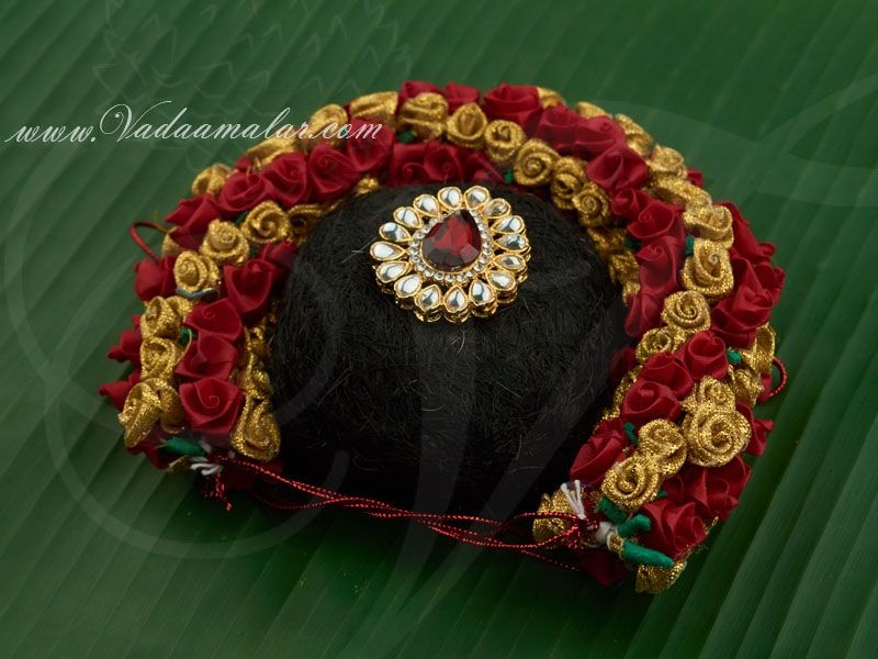 Indian Bridal Hair Design Band Bun with kundan Jewellery Buy Now